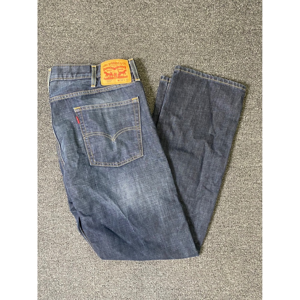 Levi's 513 Slim Straight Blue Jeans Mens 38x32 Denim Workwear Dark Wash Skater